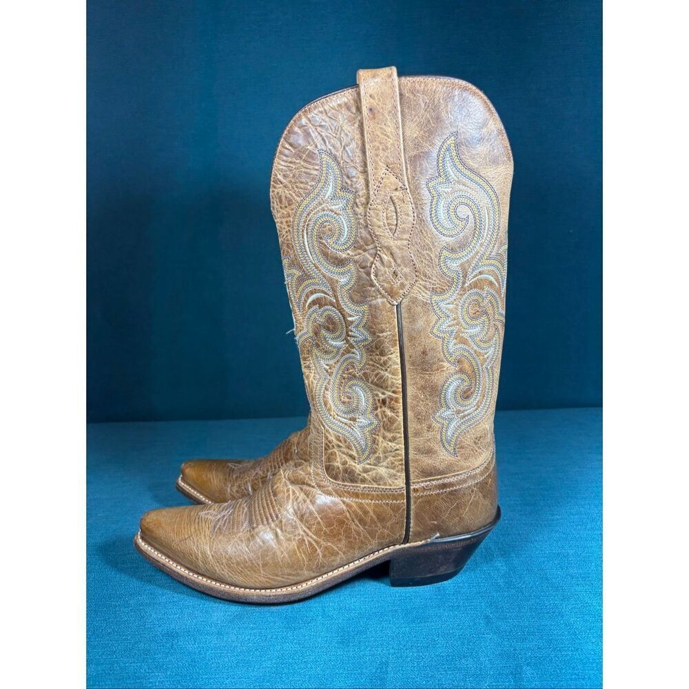 Old West Tan Leather Western Boots Women's Size 6.5